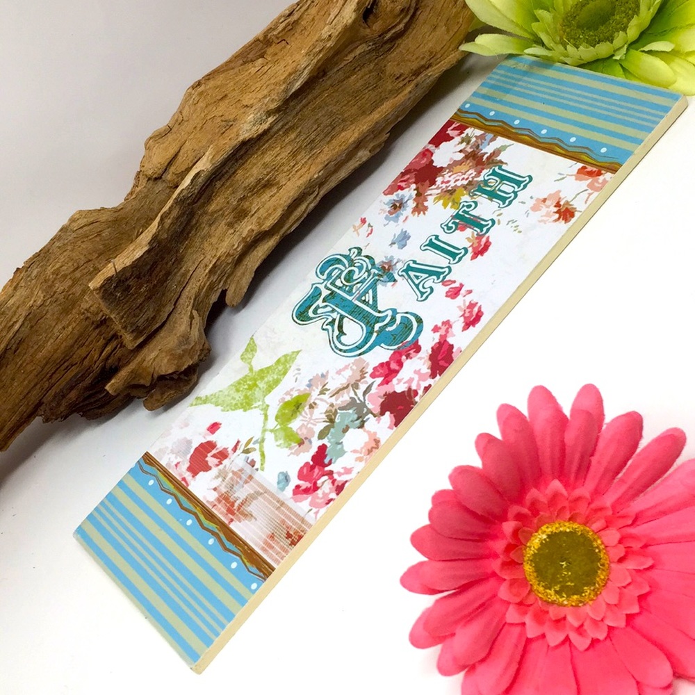Shabby Chic FAITH Wood Sign Home Decor New 2/$25